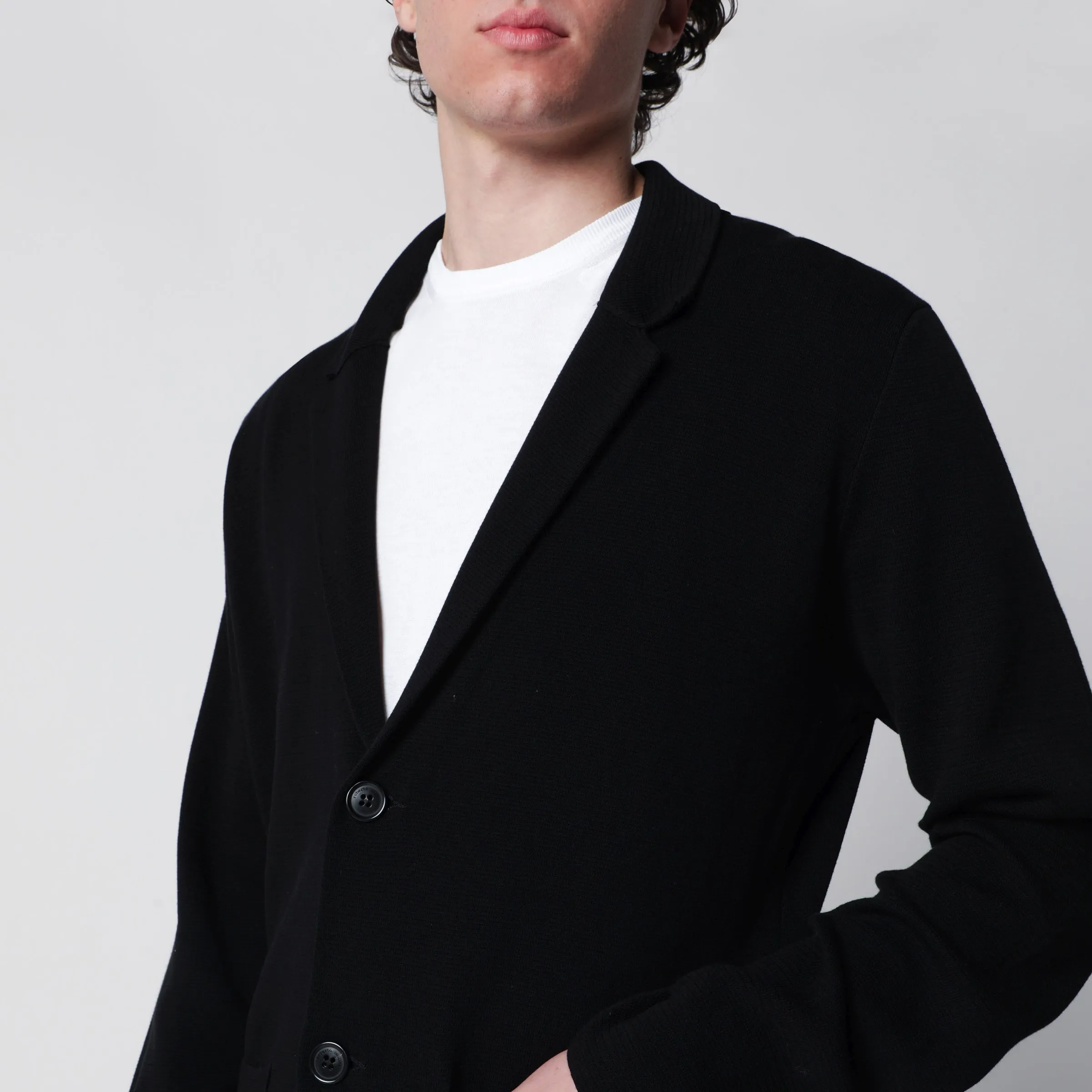 Black Cotton Cardigan Jacket sold by Wanan Luxury product image thumbnail 2