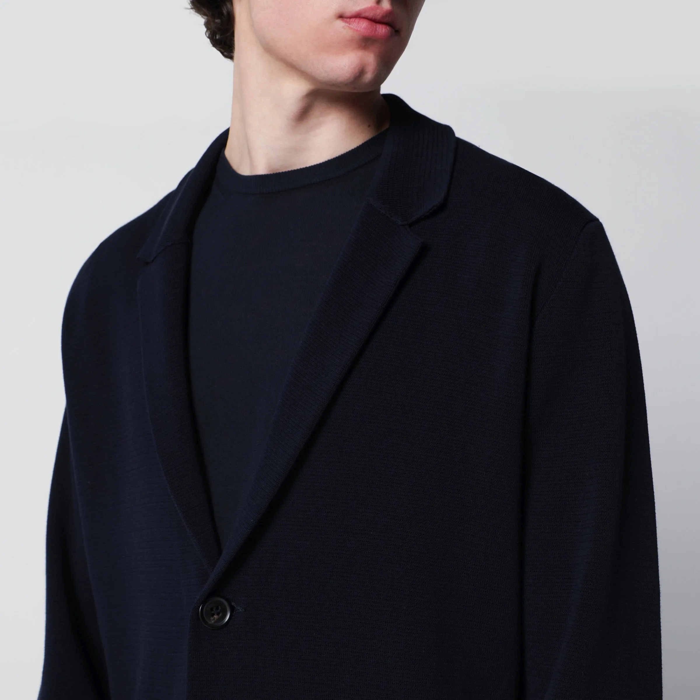 Navy Blue Cotton Cardigan Jacket sold by Wanan Luxury product image thumbnail 2