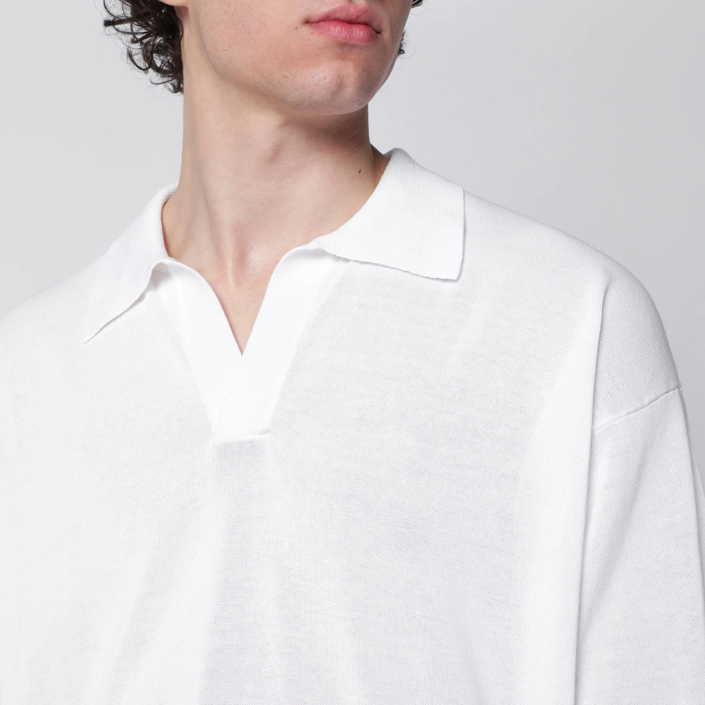 White Cotton Knit Polo Shirt sold by Wanan Luxury product image thumbnail 2