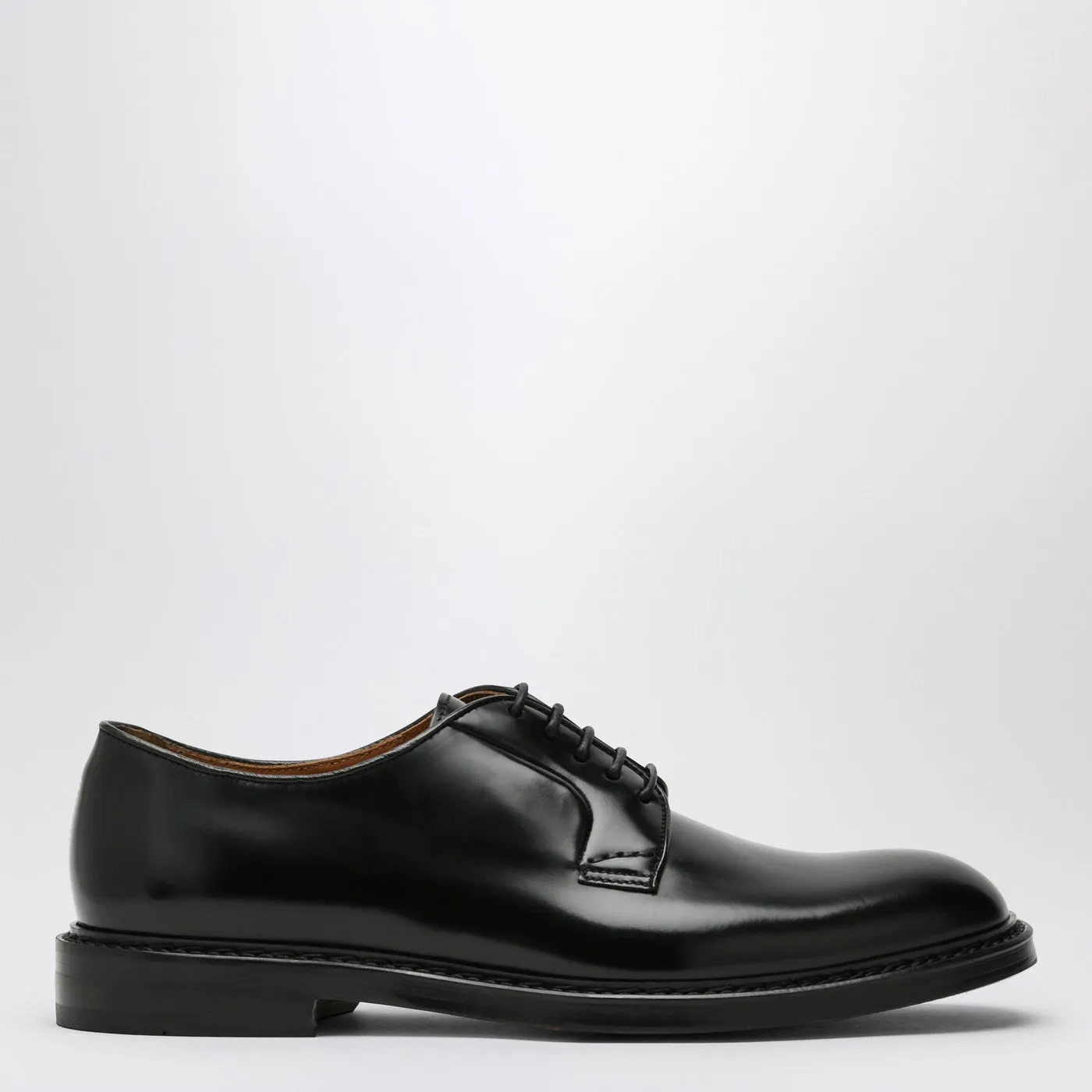 Black Leather Lace-Up sold by Wanan Luxury