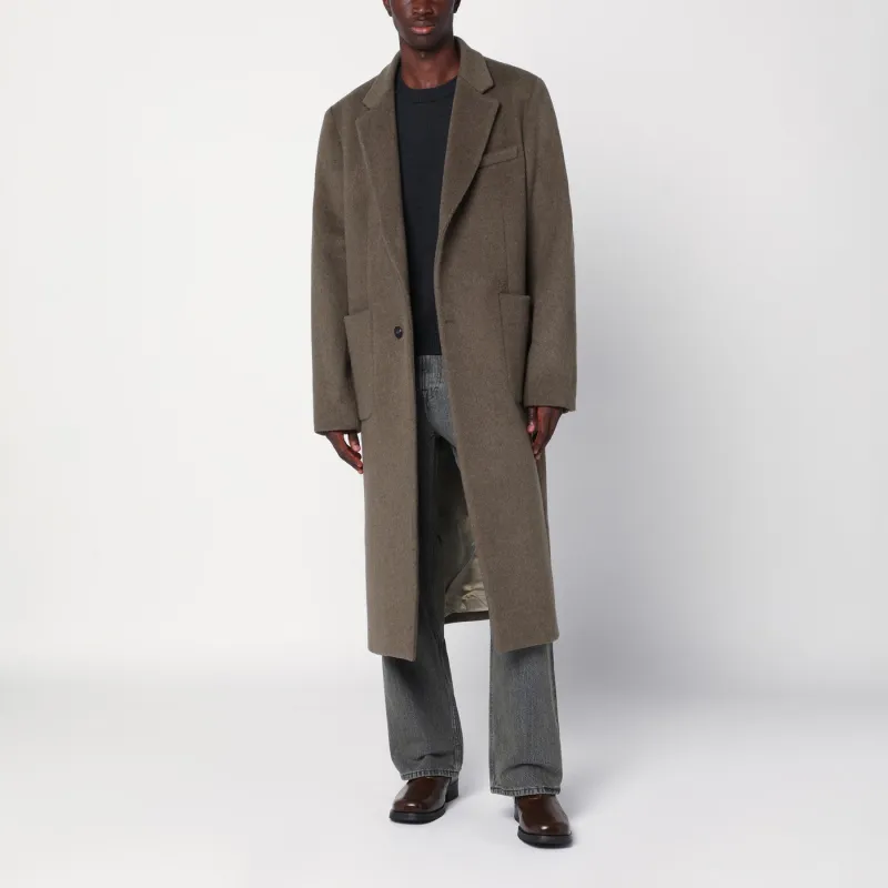 Moss-Coloured Wool Blend Coat sold by Wanan Luxury