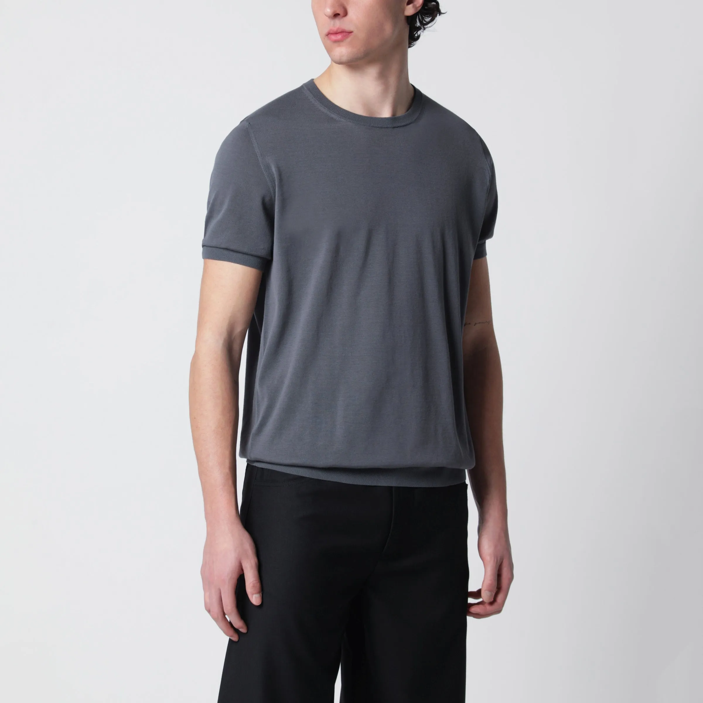 Grey Cotton Crewneck Sweater sold by Wanan Luxury