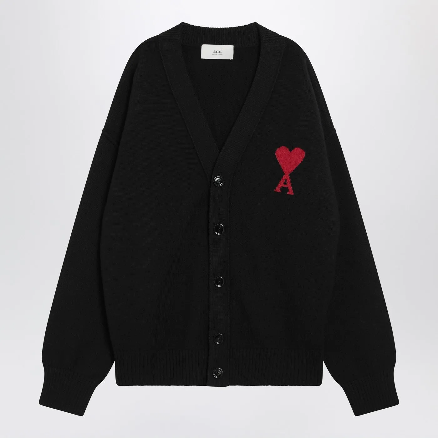 Black Wool Ami De Coeur Cardigan sold by Wanan Luxury