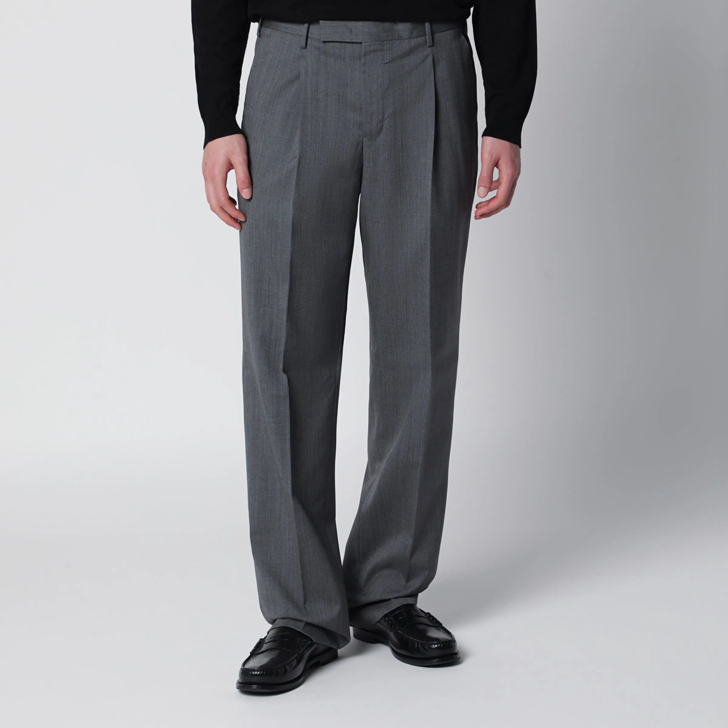 Grey Pants In Virgin Wool sold by Wanan Luxury
