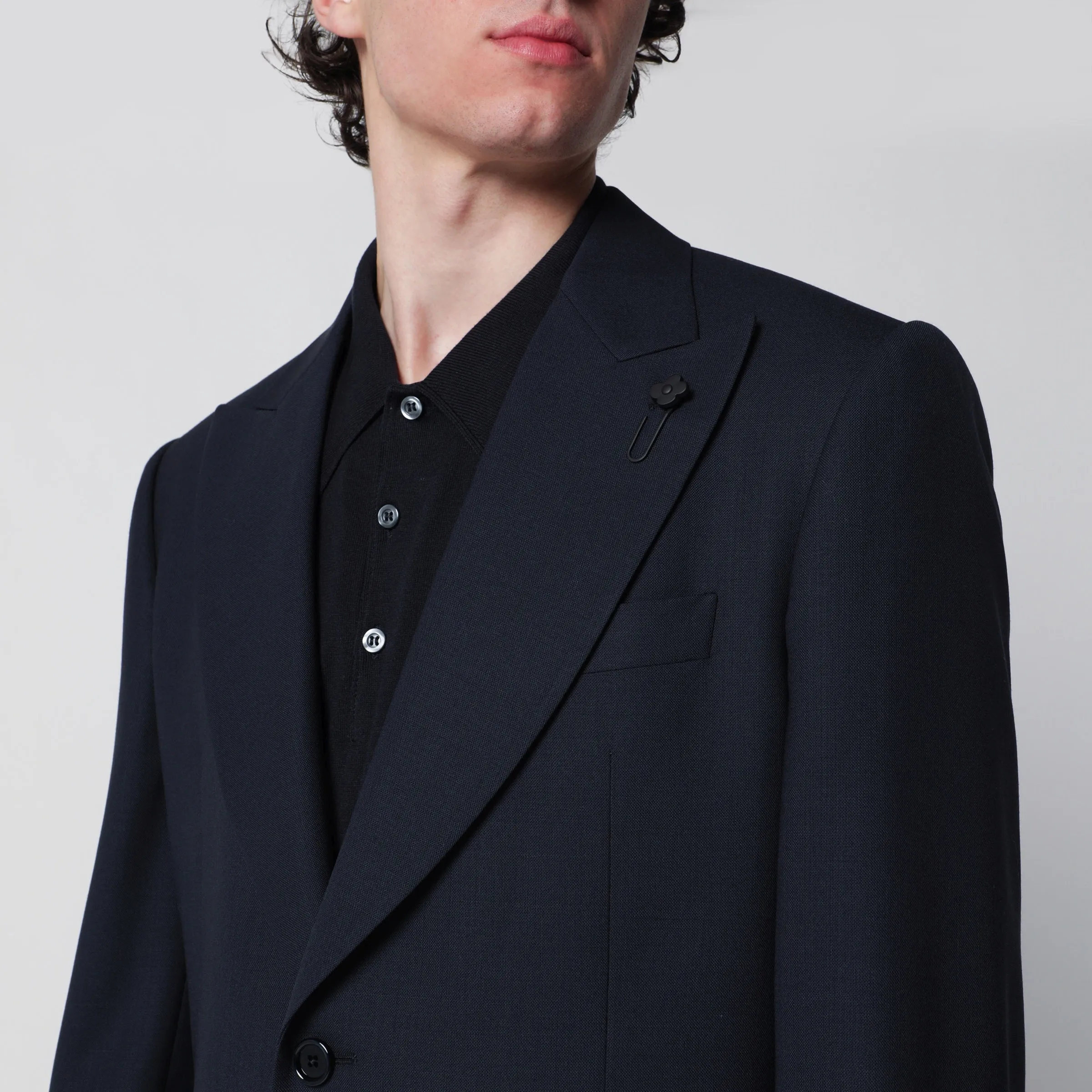 Single-Breasted Blue Wool Jacket sold by Wanan Luxury product image thumbnail 2