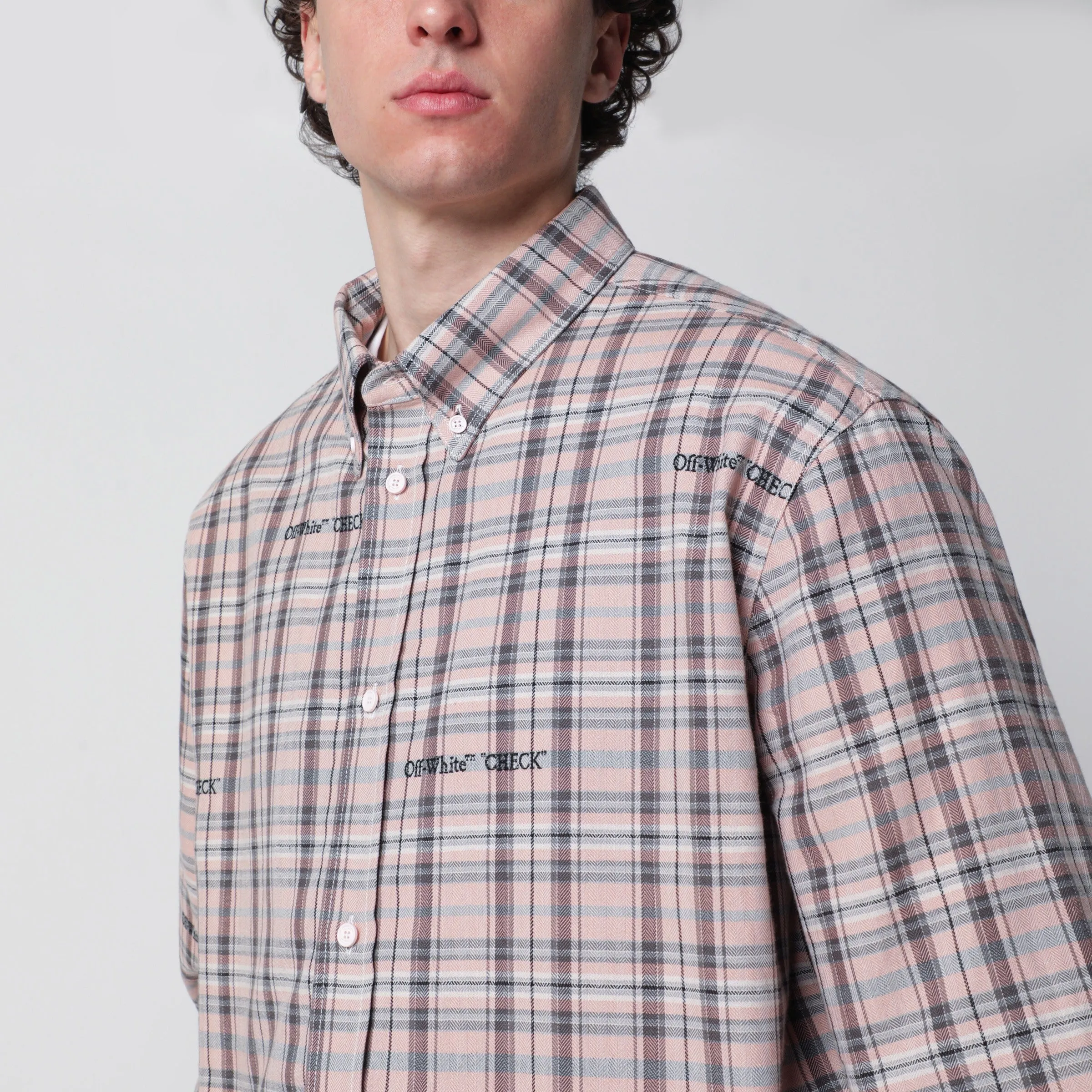 Pink Check-Pattern Shirt With Logos sold by Wanan Luxury product image thumbnail 2