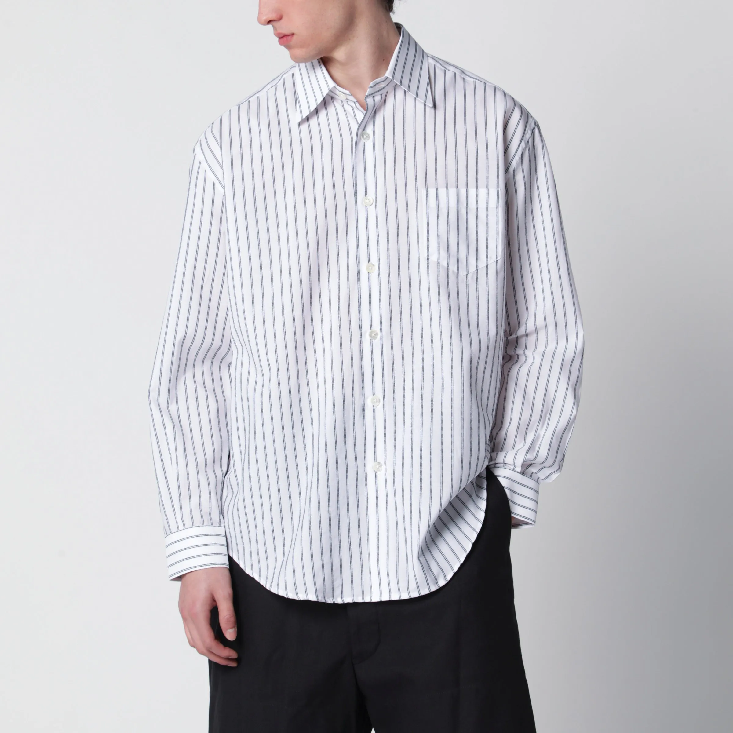White Striped Cotton Shirt sold by Wanan Luxury