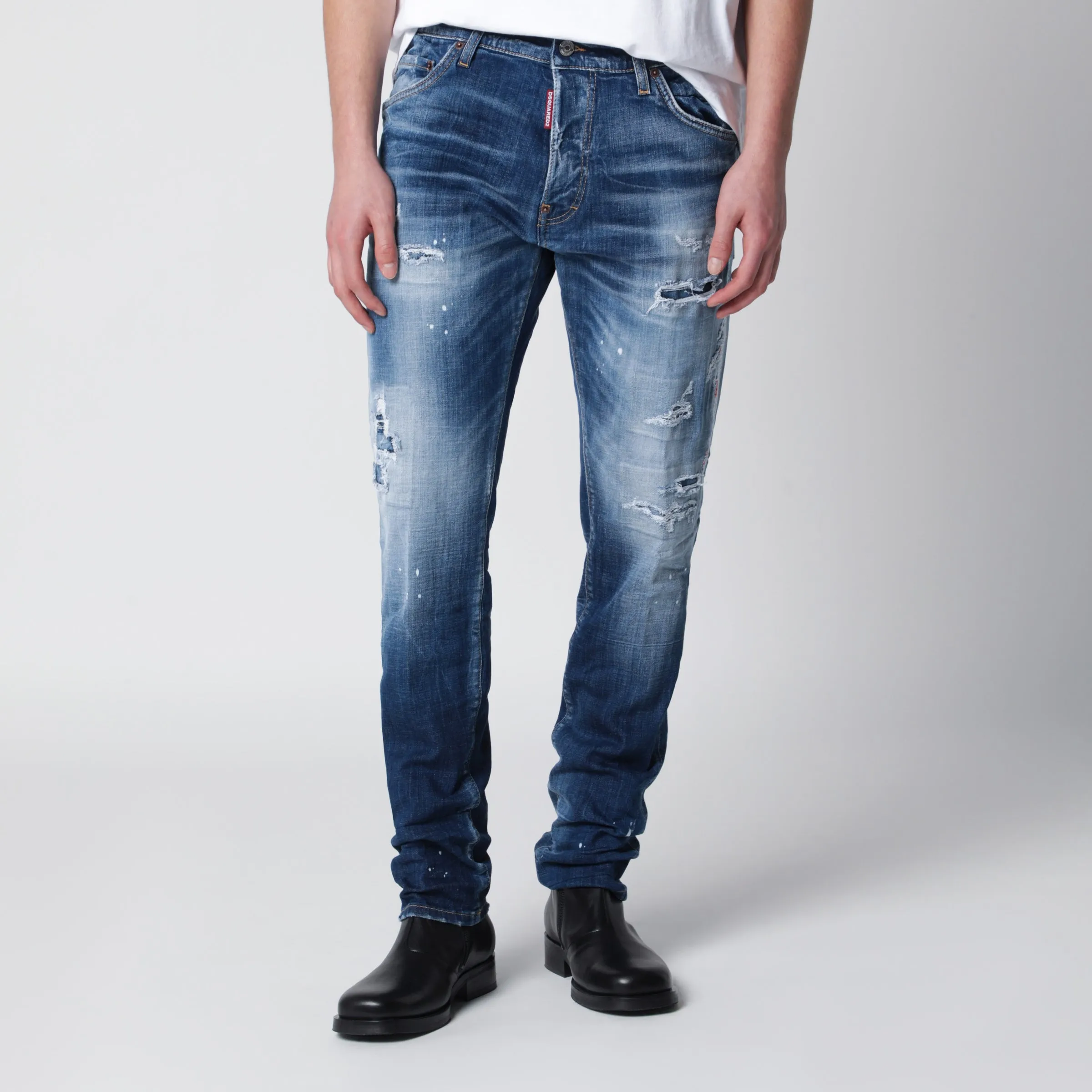 Slim Washed Blue Jeans With Rips sold by Wanan Luxury