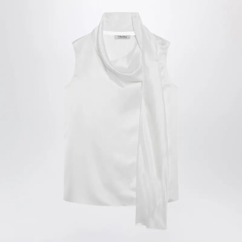 White Silk Satin Top made by Wanan Luxury