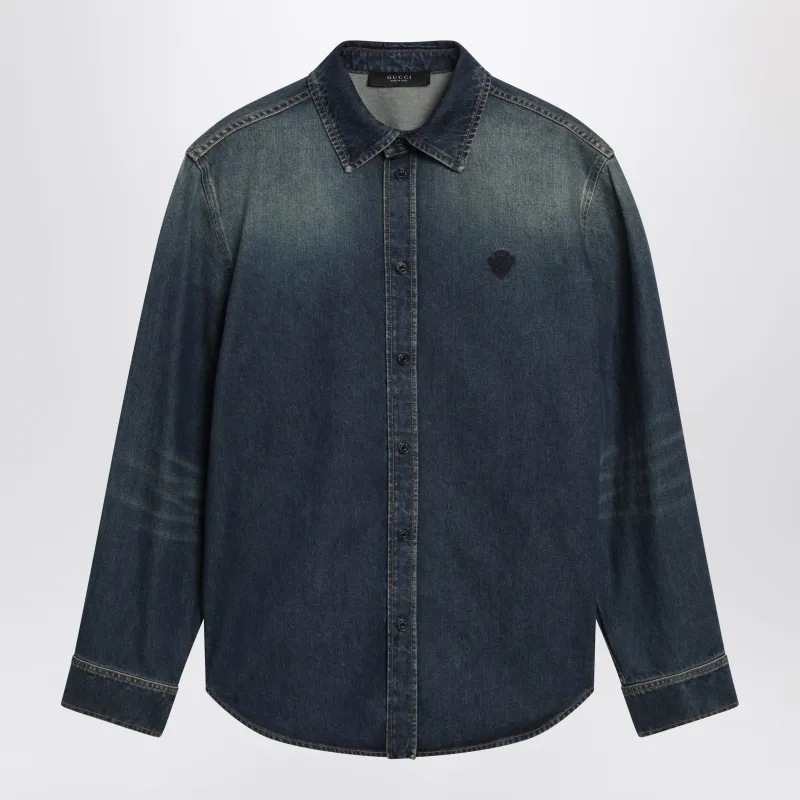 Blue Denim Shirt With Washed Effect made by Gucci