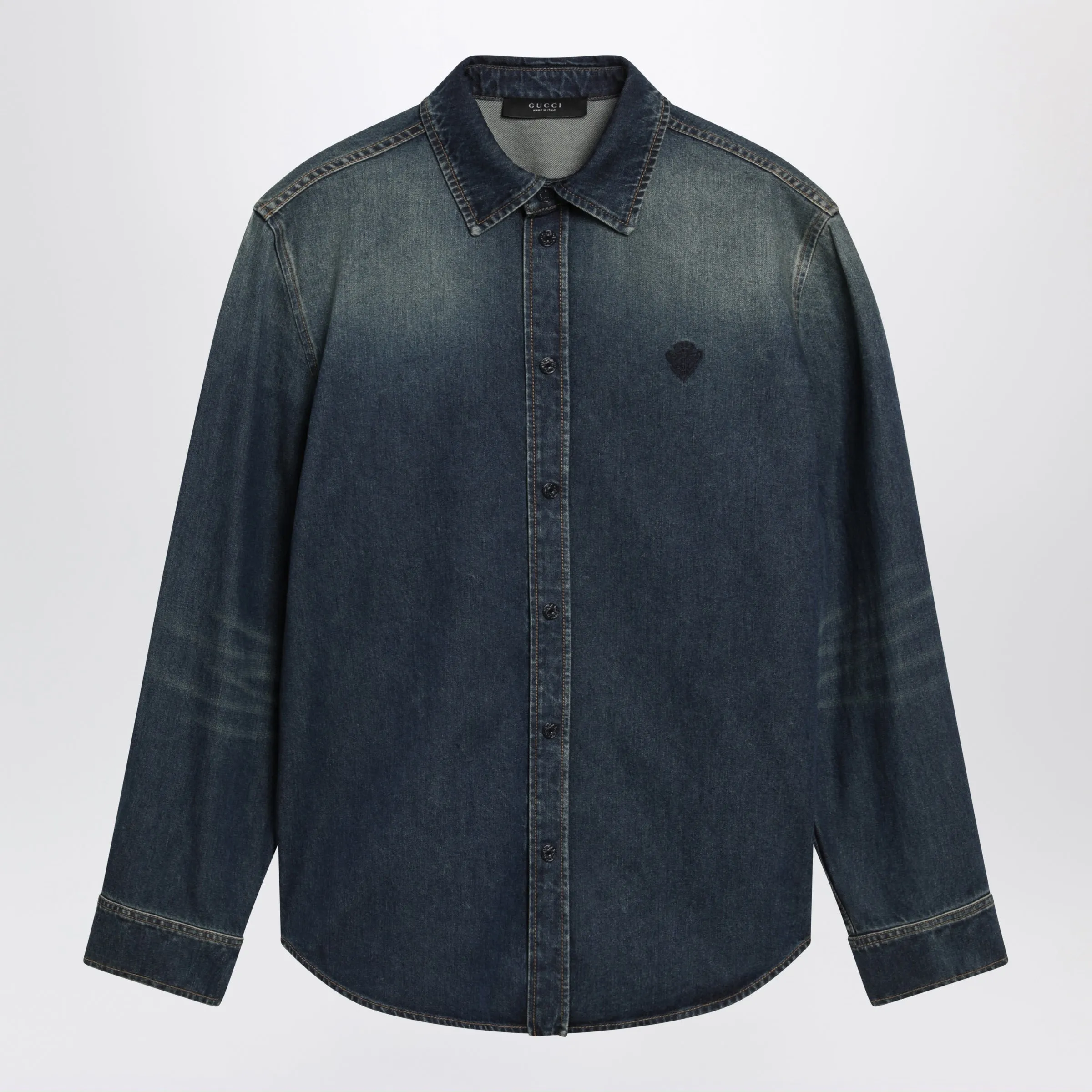Blue Denim Shirt With Washed Effect sold by Wanan Luxury