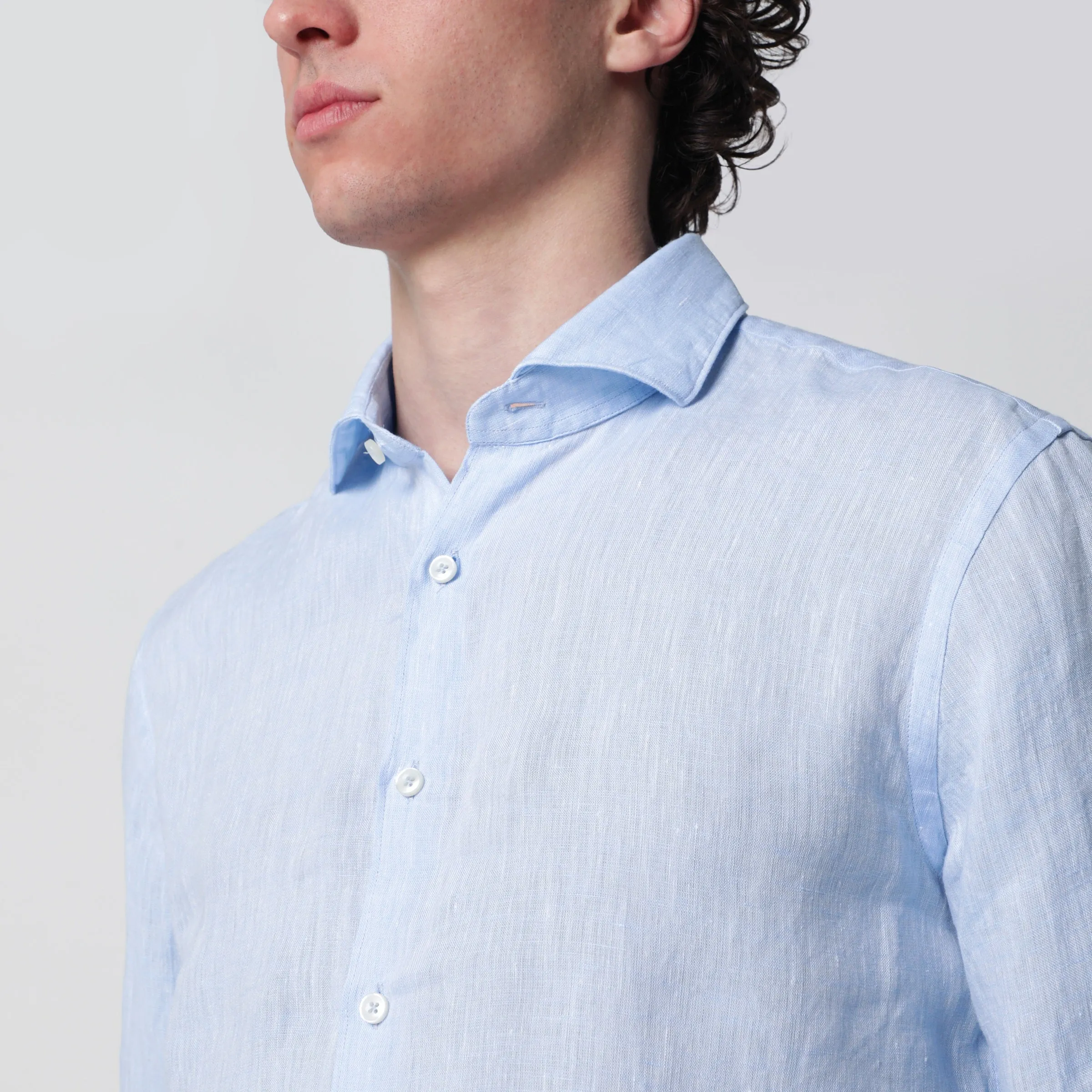 Light Blue Tailor Fit Linen Shirt sold by Wanan Luxury product image thumbnail 2