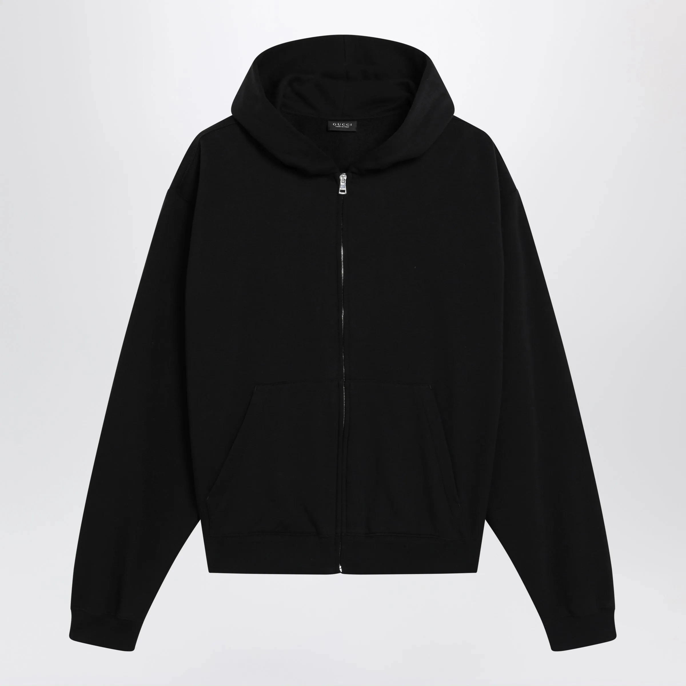 Black Zip Hoodie In Cashmere Blend With Logo Print sold by Wanan Luxury