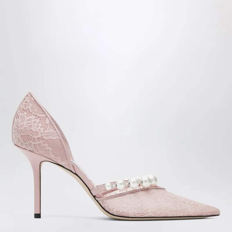 Pink Lace Décolleté With Pearl Decoration made by Jimmy Choo