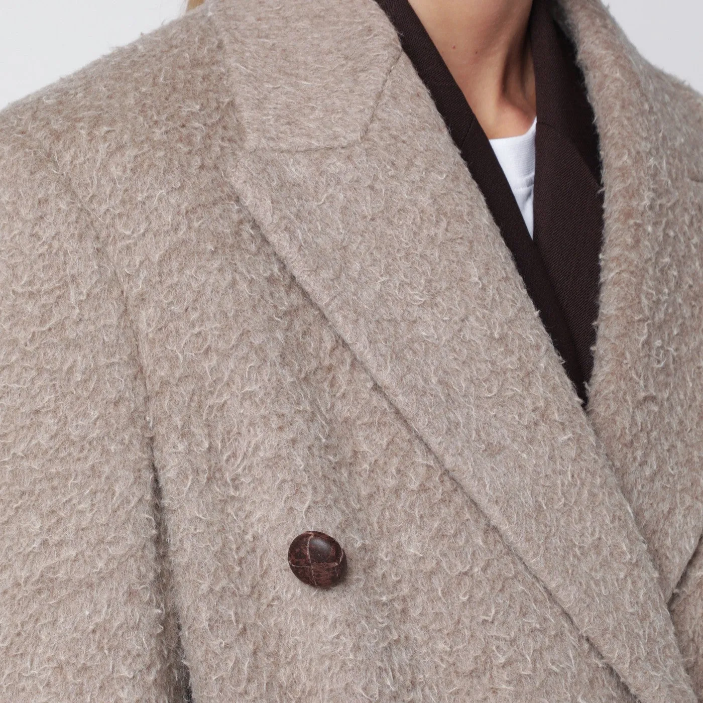 Greige Wool-Blend Belted Coat sold by Wanan Luxury product image thumbnail 2