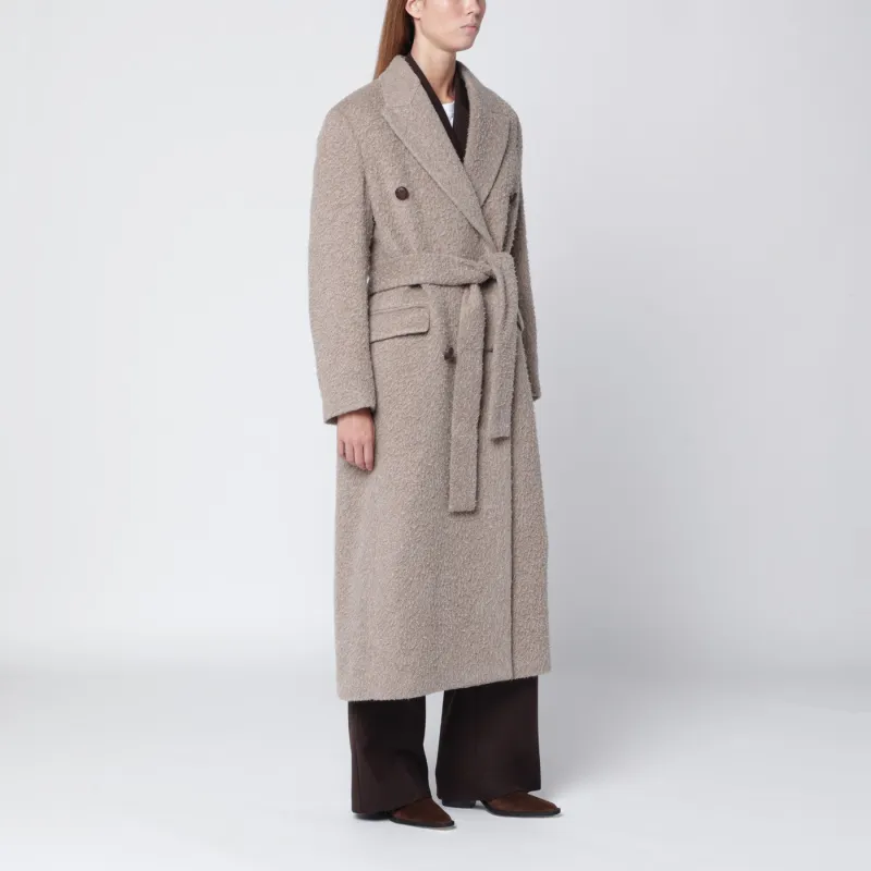 Greige Wool-Blend Belted Coat made by Golden Goose