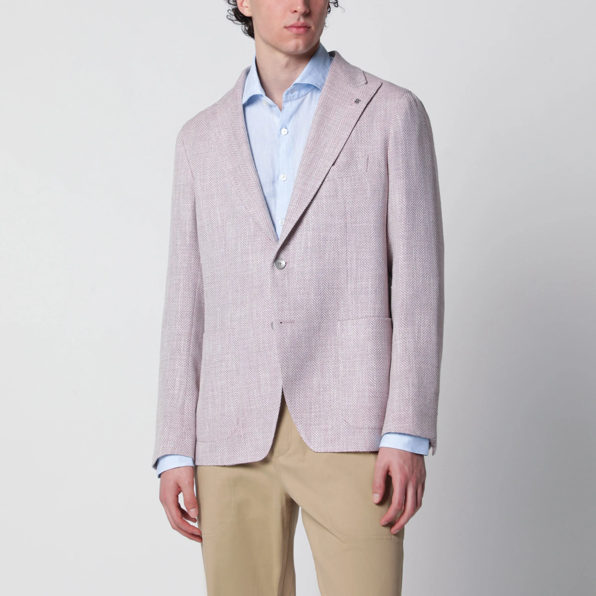 Single-Breasted Herringbone Jacket Lilac sold by Wanan Luxury