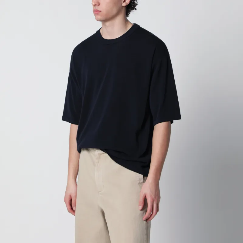Navy Blue Cotton Knit T-Shirt made by Roberto Collina