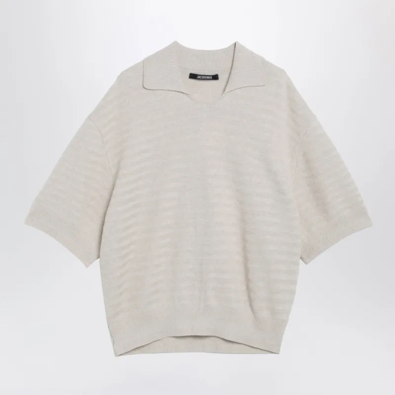 Light Beige Polo In Cotton And Silk sold by Wanan Luxury