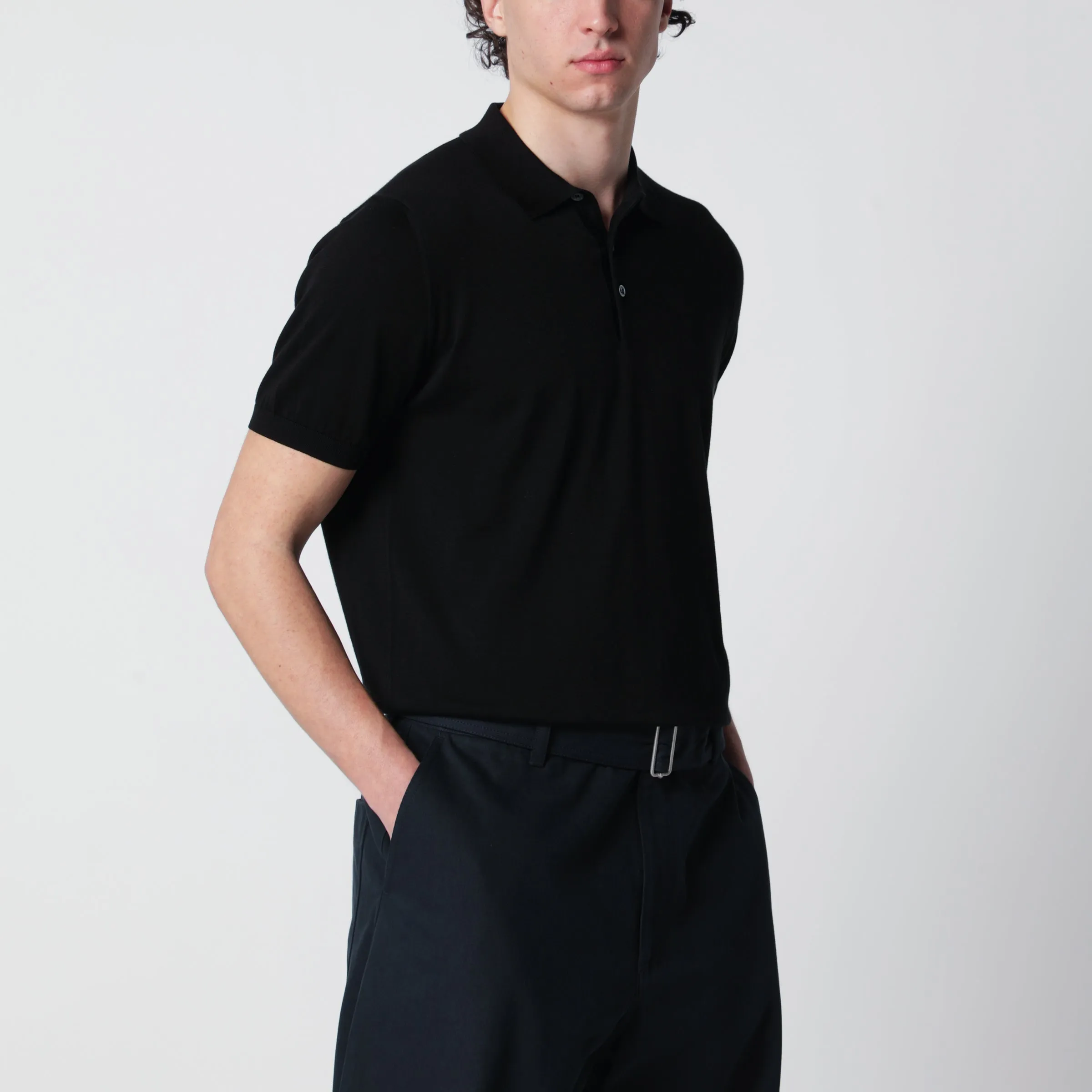 Black Polo Shirt In Cotton sold by Wanan Luxury