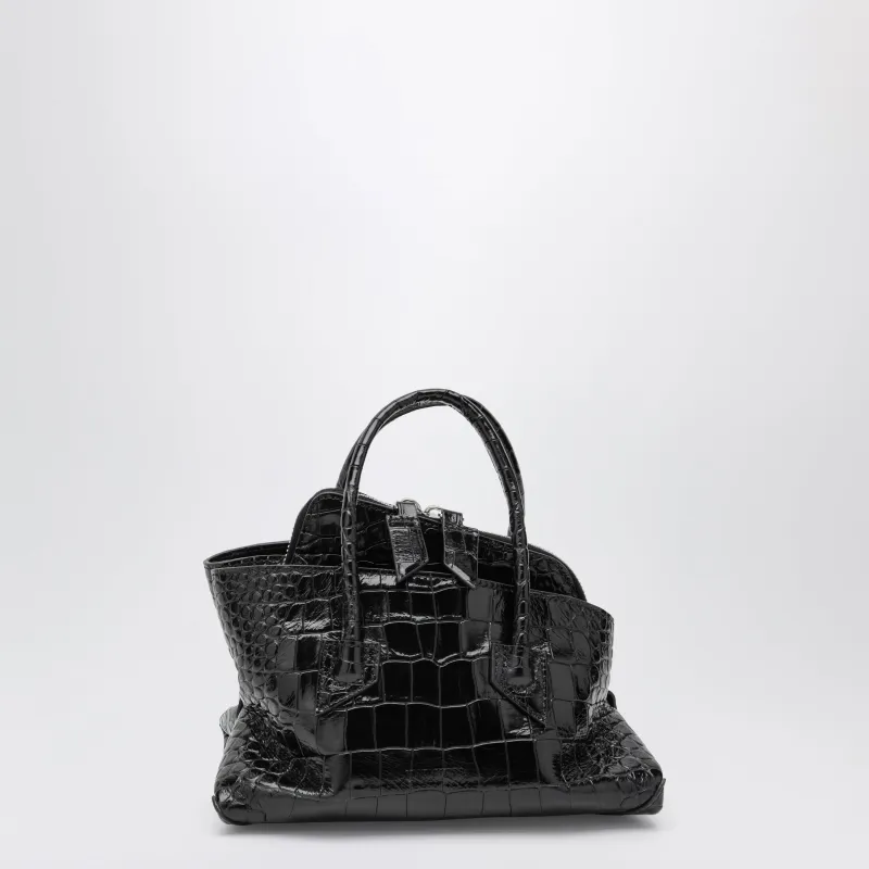 La Passeggiata Mini Black Crocodile-Print Leather Bag sold by Wanan Luxury