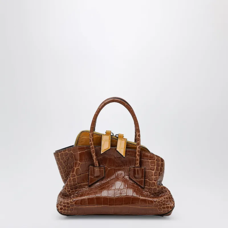 La Passeggiata Mini Shaded Brown Crocodile-Print Leather Bag sold by Wanan Luxury