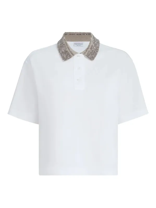 Cotton Jersey Polo Shirt With Dazzling Knit Collar sold by Wanan Luxury