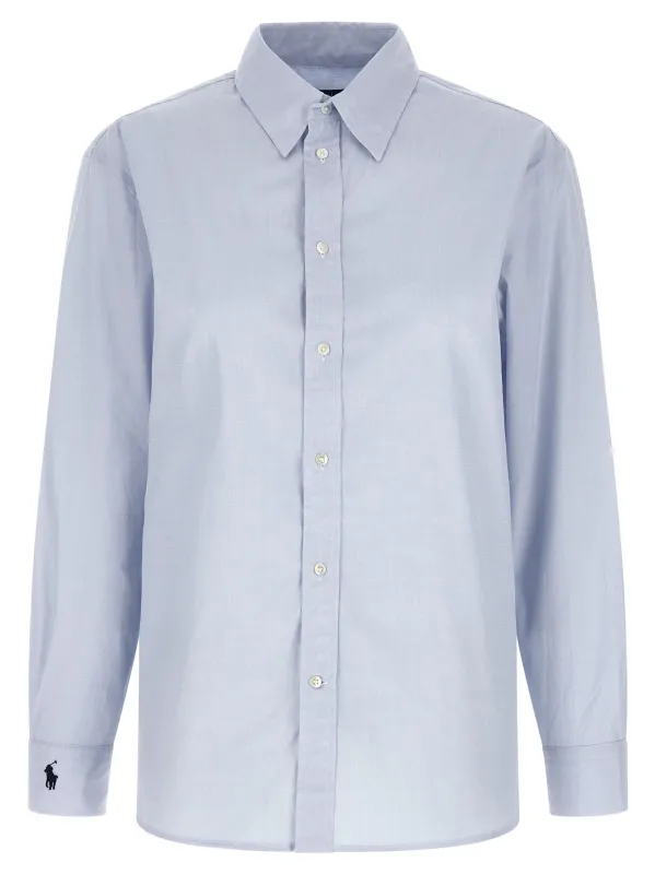 Embroidered Cuffs Shirt Shirt And Blouse Light Blue sold by Wanan Luxury