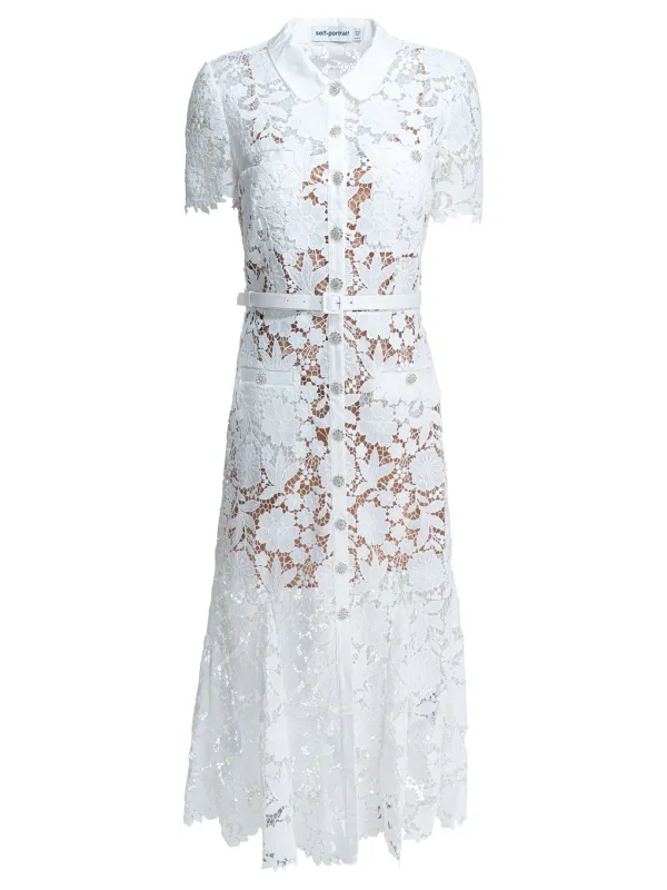 Embroidered Midi Dress Dresses White made by Self-Portrait