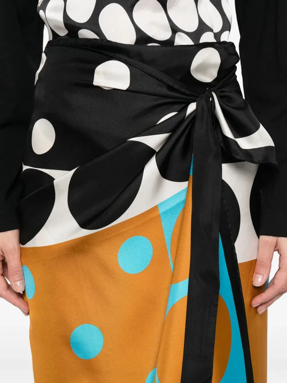 Contrast Graphic-Print Silk Wrap Scarf-Skirt sold by Wanan Luxury product image thumbnail 3