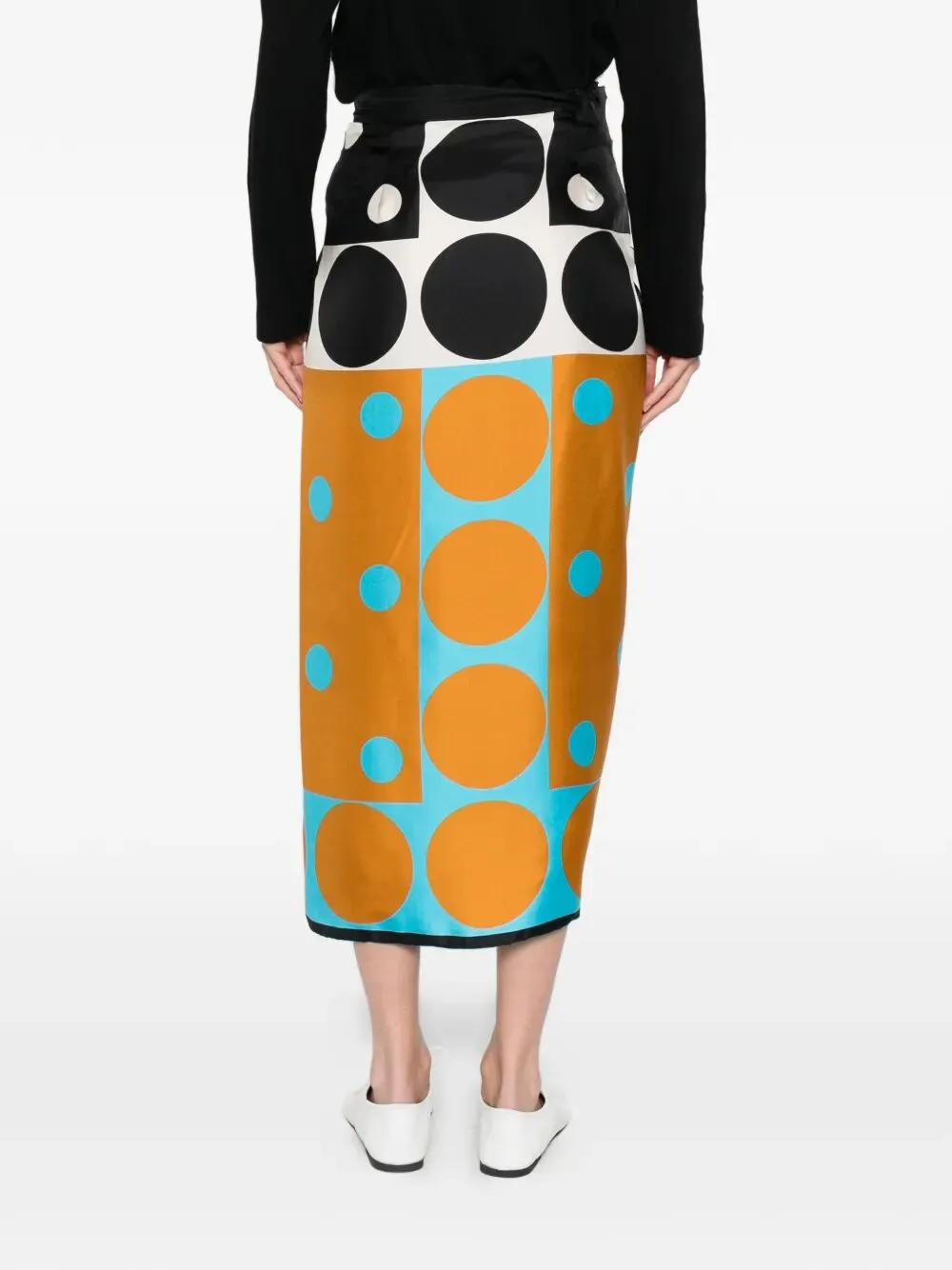 Contrast Graphic-Print Silk Wrap Scarf-Skirt sold by Wanan Luxury product image thumbnail 4