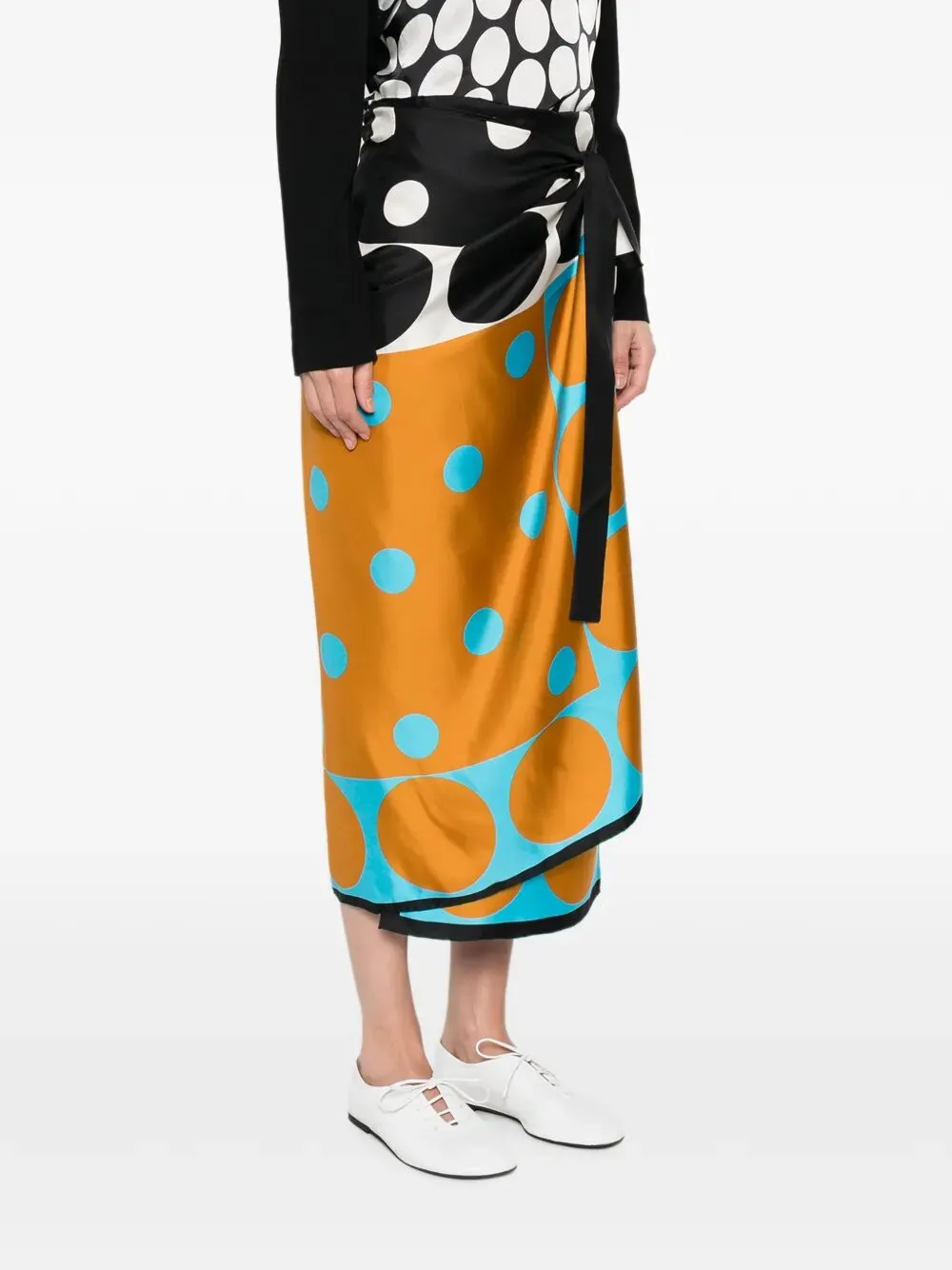 Contrast Graphic-Print Silk Wrap Scarf-Skirt sold by Wanan Luxury product image thumbnail 5