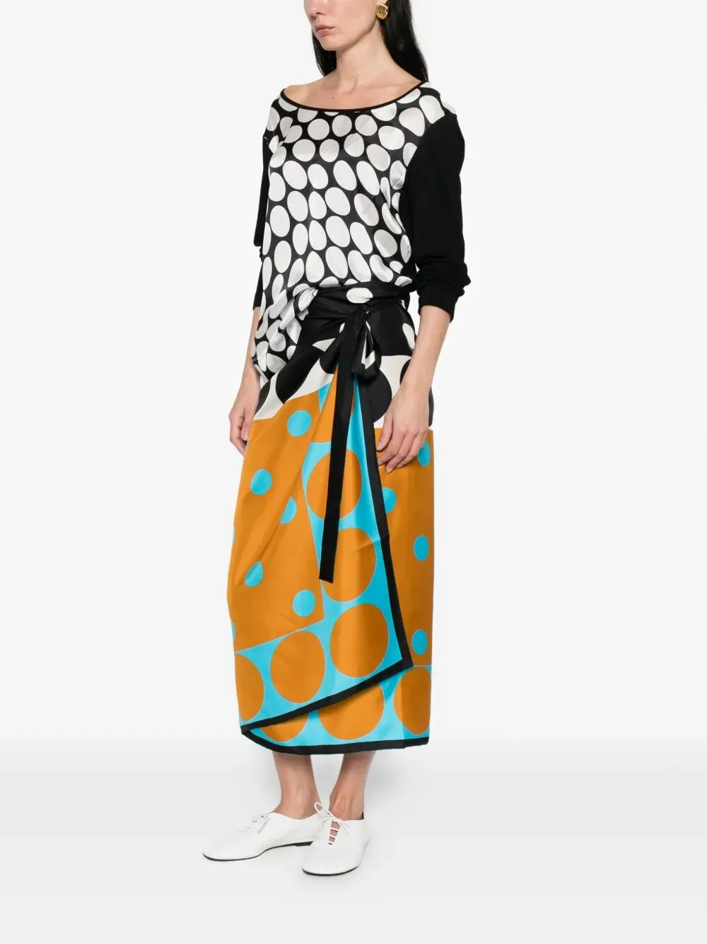 Contrast Graphic-Print Silk Wrap Scarf-Skirt sold by Wanan Luxury product image thumbnail 2