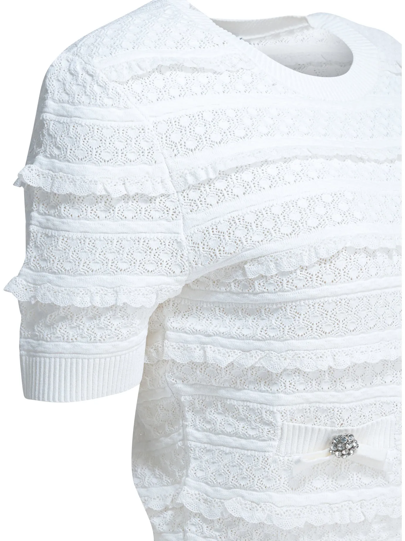 Knitted Crew Neck Sweater Knitwear White sold by Wanan Luxury product image thumbnail 4
