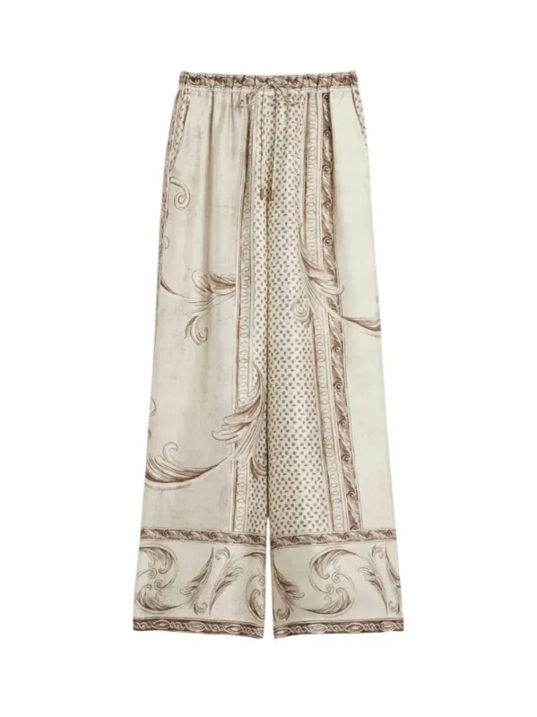 Flowing Printed Silk Pants - Ivory made by MaxMara