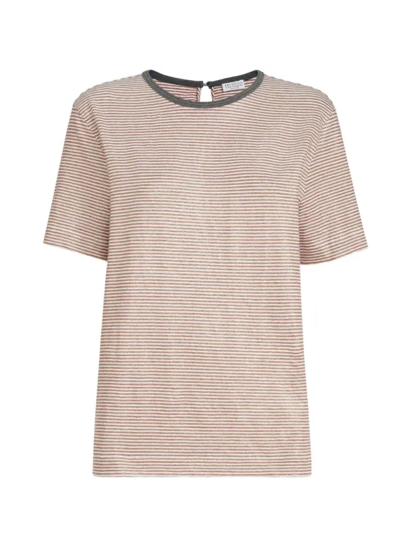 Striped Linen T-Shirt made by Brunello Cucinelli