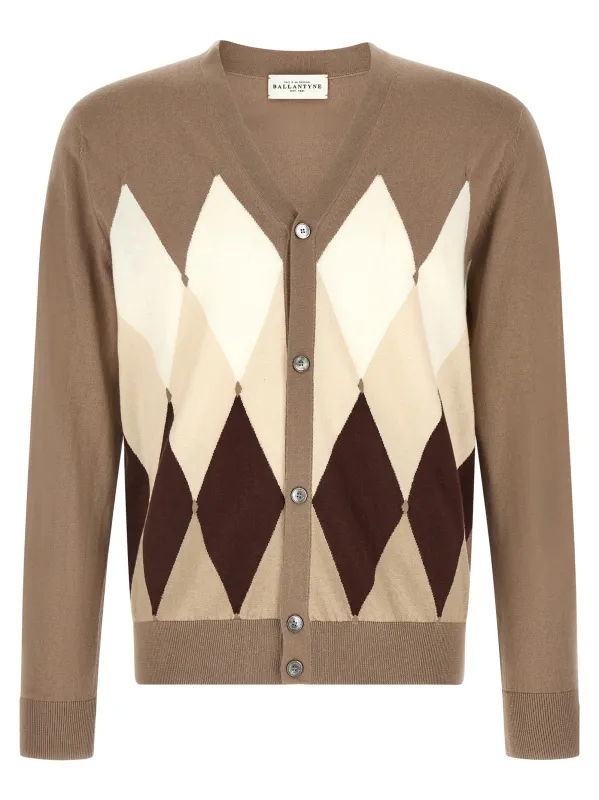 Cardigan Argyle Sweaters And Cardigans Brown made by Ballantyne