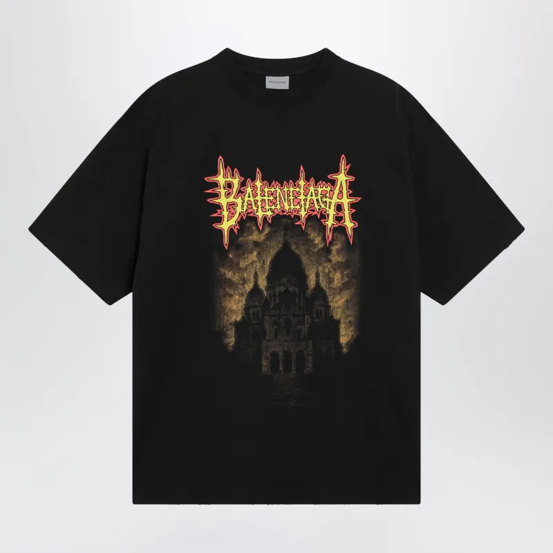 Black Oversized T-Shirt With Logo Print made by Balenciaga