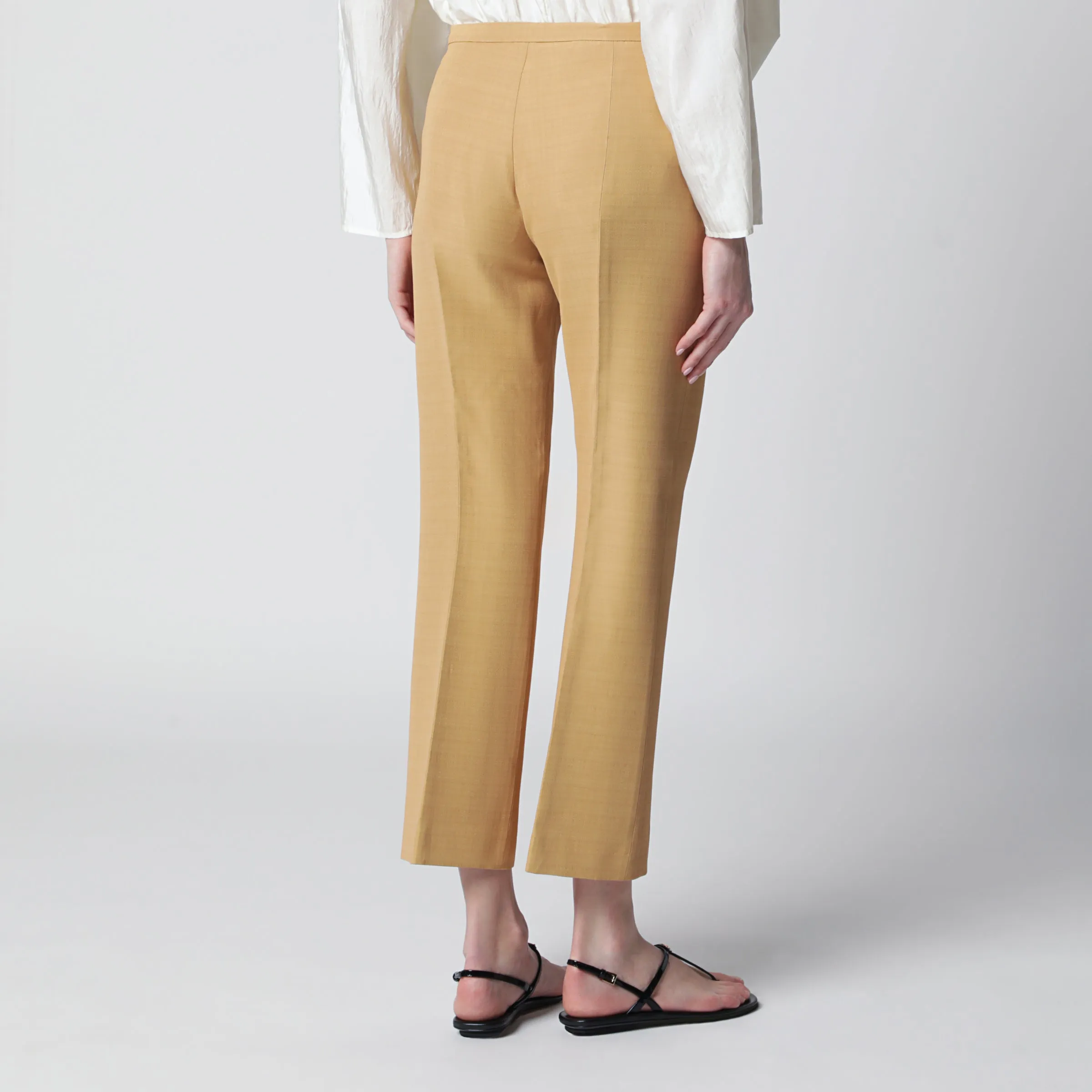 Beige Ankle-Length Trousers In Viscose Blend sold by Wanan Luxury product image thumbnail 2
