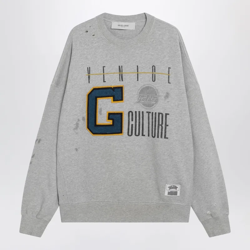 Grey Sweatshirt With College Logo Graphic made by Golden Goose