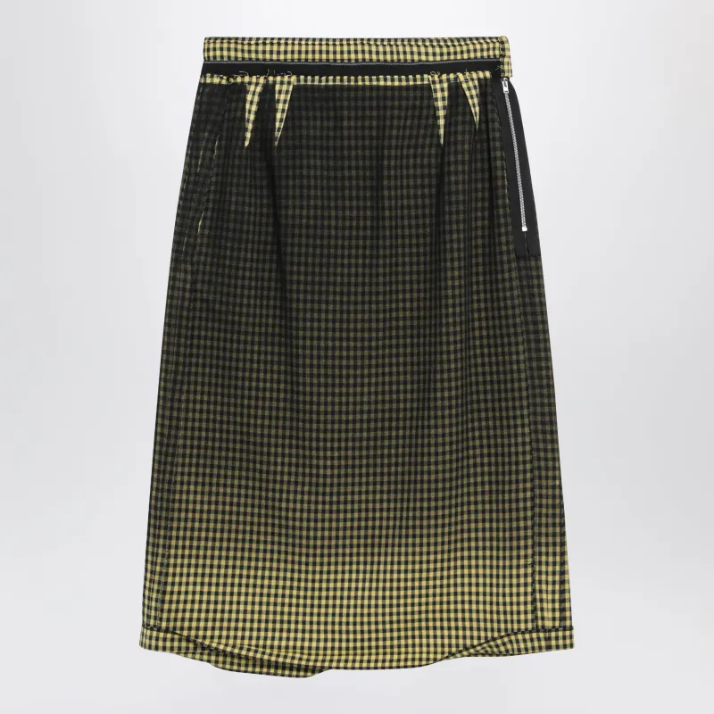 Virgin Wool Midi Skirt With Faded Check Pattern sold by Wanan Luxury