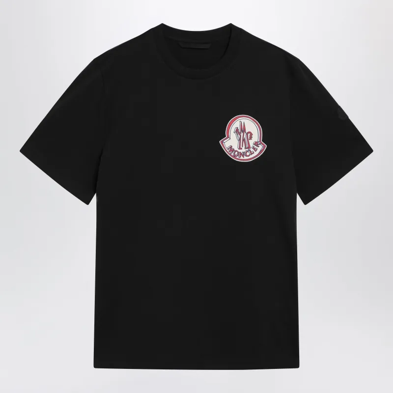 Black Cotton T-Shirt With Logo Print made by Moncler