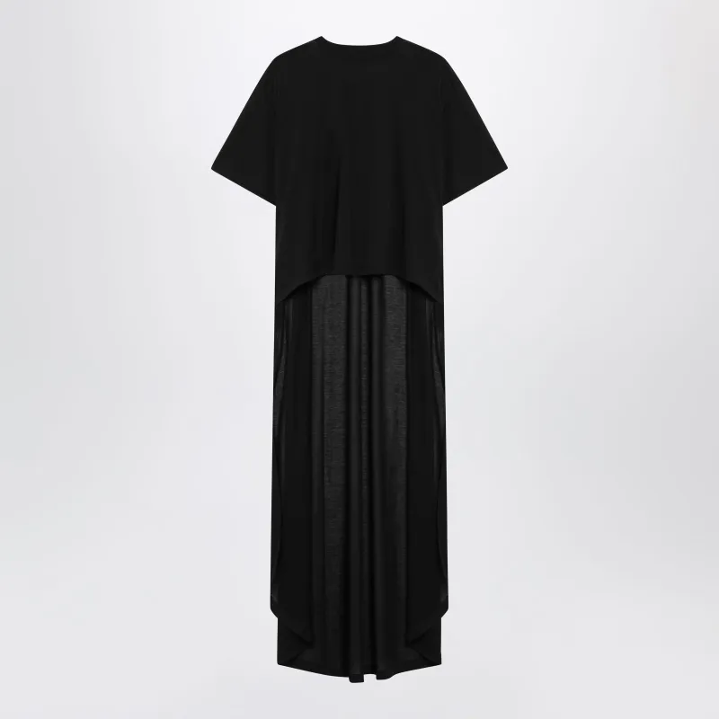 Black Maxi Train T-Shirt In Cotton Jersey made by Balenciaga