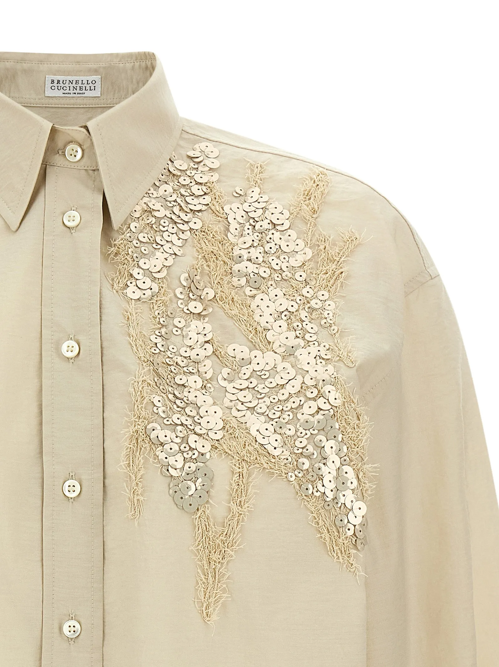 Sequin Embroidery Shirt Shirt And Blouse Beige sold by Wanan Luxury product image thumbnail 3