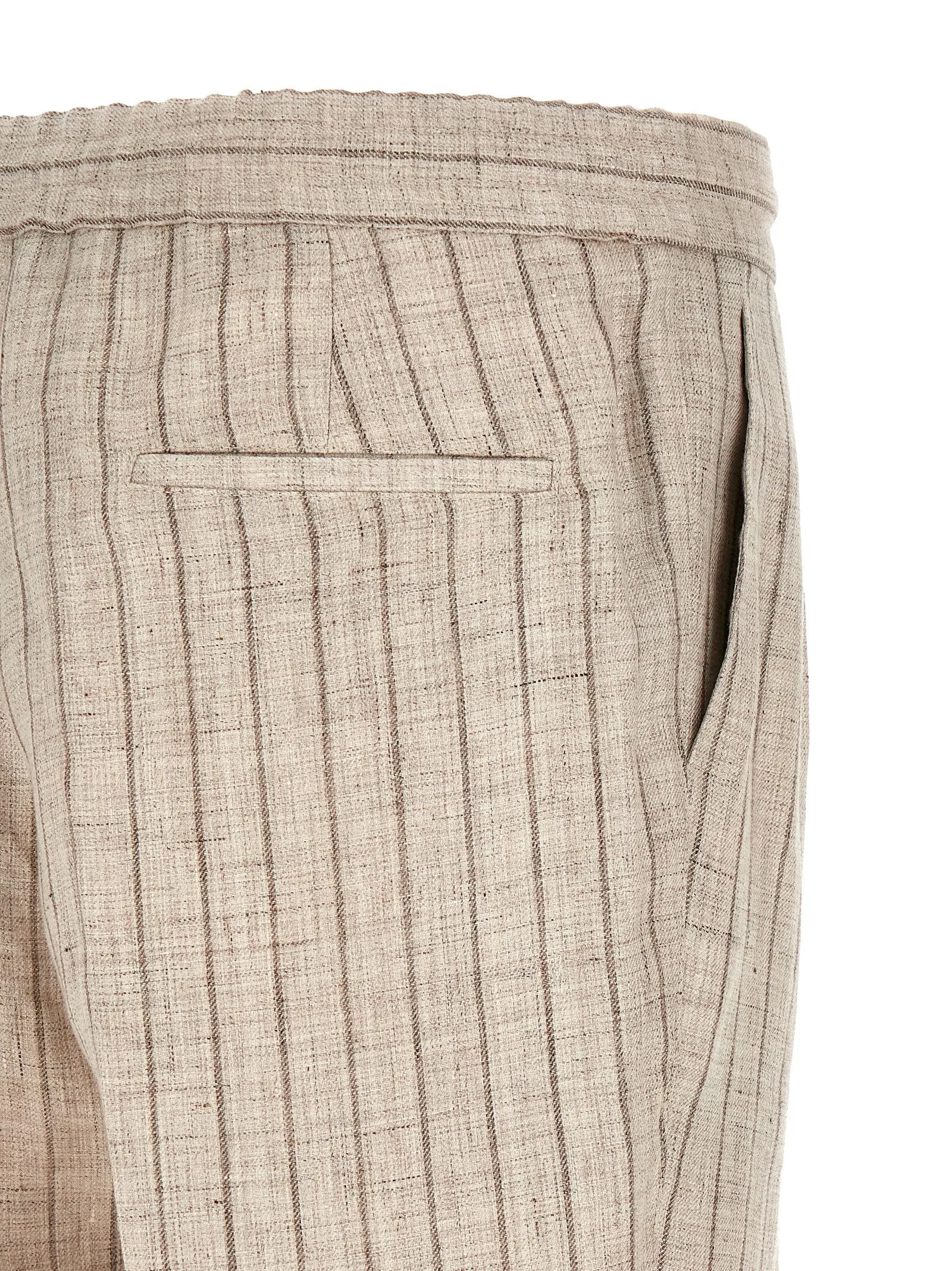 Striped Linen Trousers Pants Beige sold by Wanan Luxury product image thumbnail 4