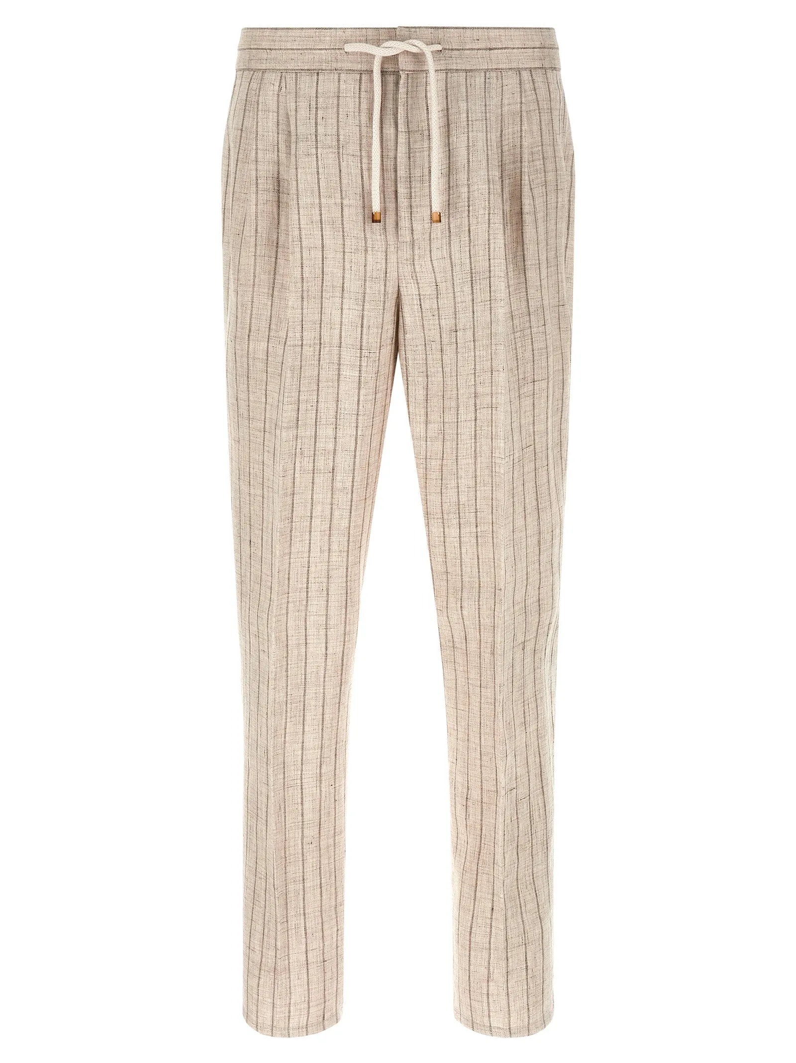 Striped Linen Trousers Pants Beige sold by Wanan Luxury