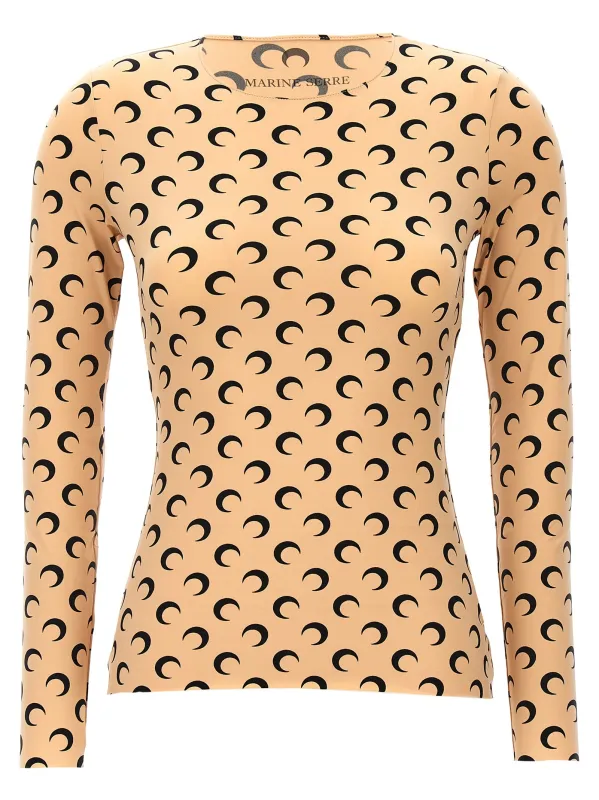 Moon Printed Jersey Tops Beige made by Marine Serre
