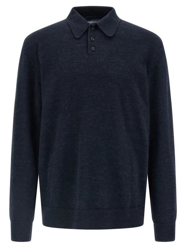 Suede Patch Shirt Polo Blue made by Maison Margiela