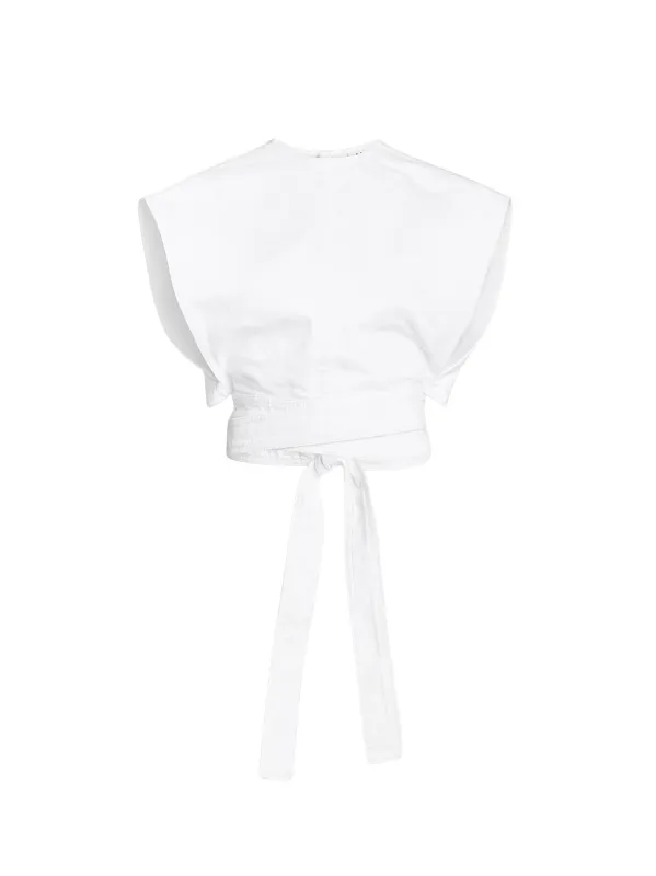 Cotton Crop Fit Belted Top sold by Wanan Luxury