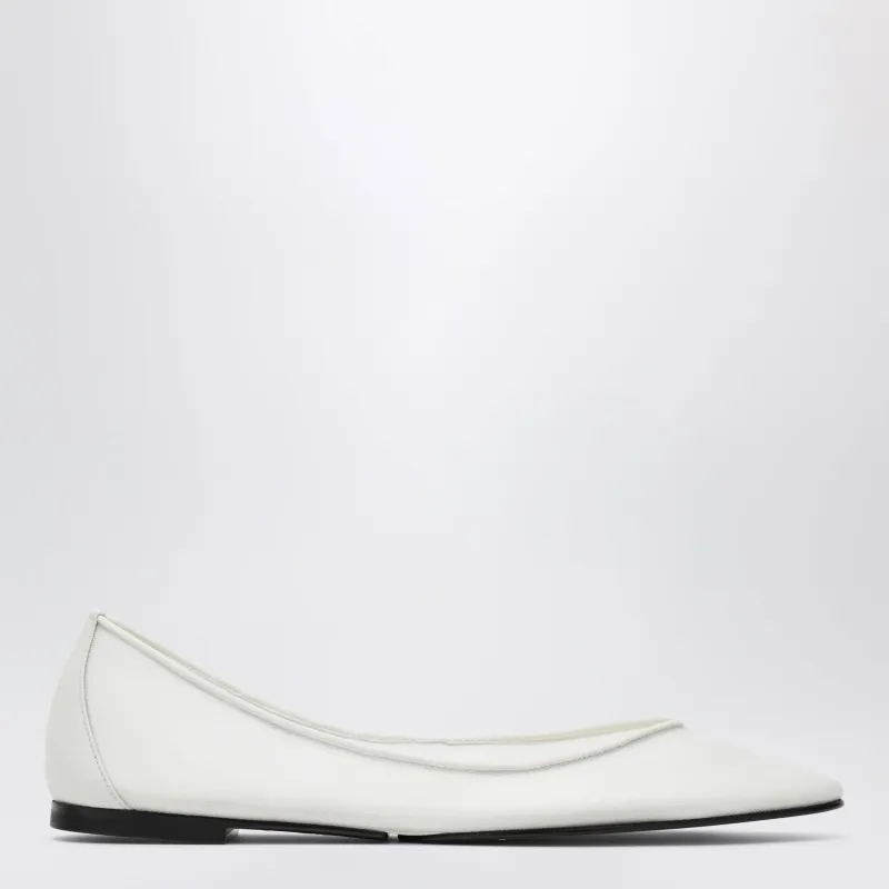 Pointed Ballerina Flats In White Calfskin made by Jacquemus